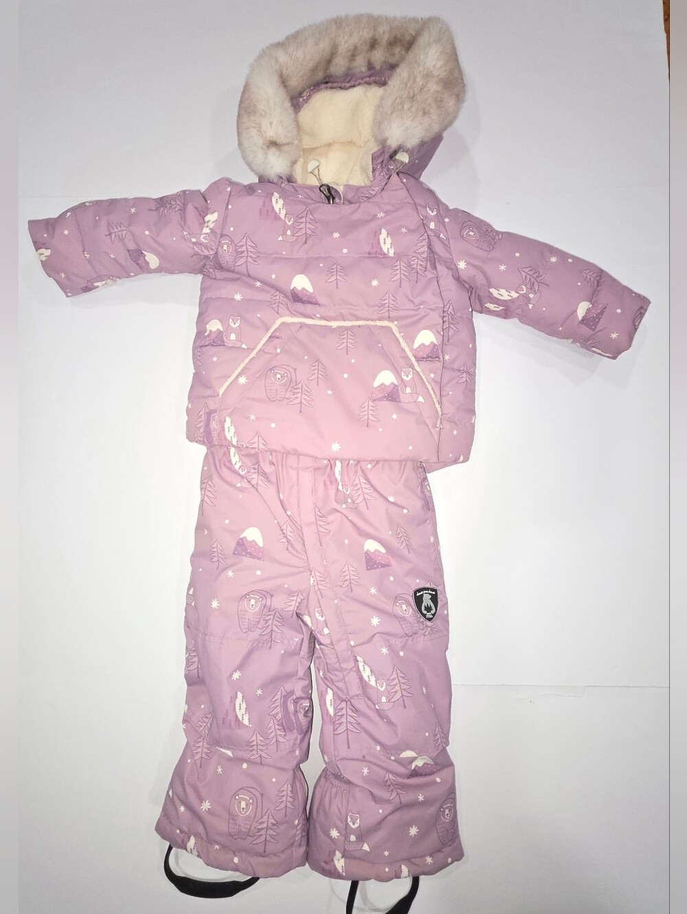 deux par deux Pink Quilted Hooded Snowsuit Set 12m